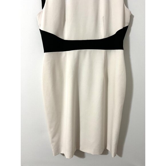 Calvin Klein Black/Off White Lux 2 Tone Sheath Cap Sleeve Size 12 - Picture 6 of 7